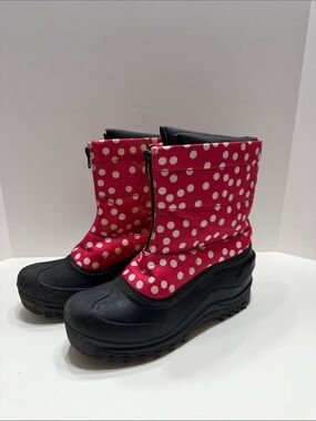 Itasca Pink Polka Dot Waterproof Winter Boots with Black Soles